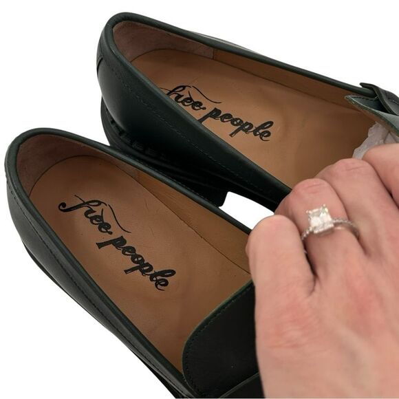 Free people Lyra lug sole dark green loafer size 39.5 - Picture 10 of 13